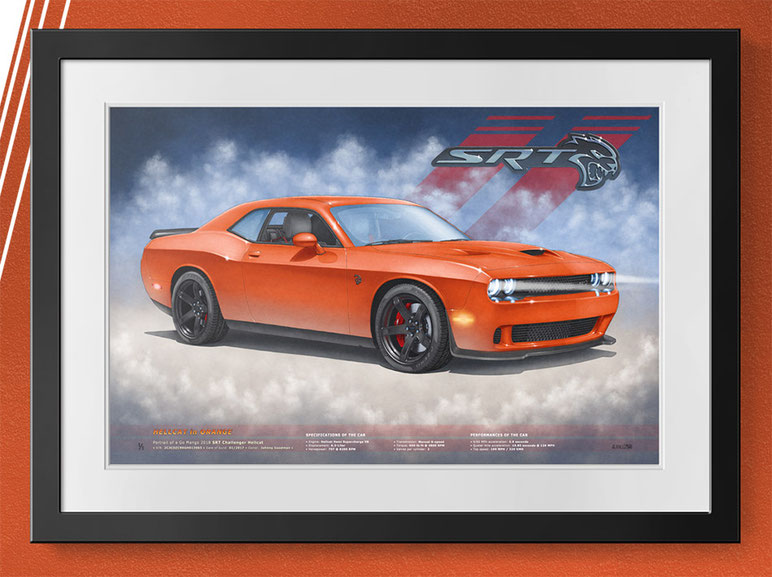 2019 Dodge Challenger Hellcat Wide Body by automotive artist Alain Lemire Lemireart