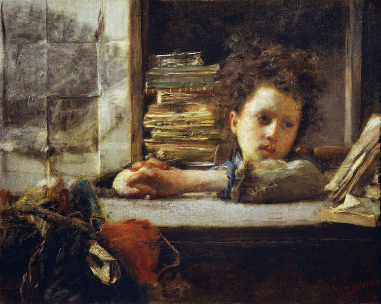  Antonio Mancini, "Lo studio" (ca. 1875)