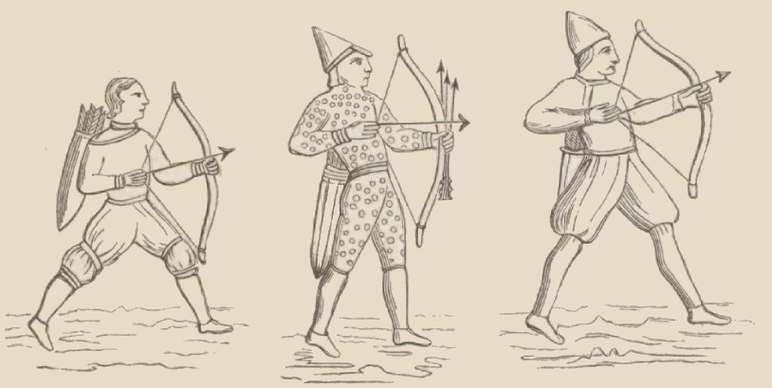 Fig. 239-241. Bogenschützen des 11. Jahrhunderts.