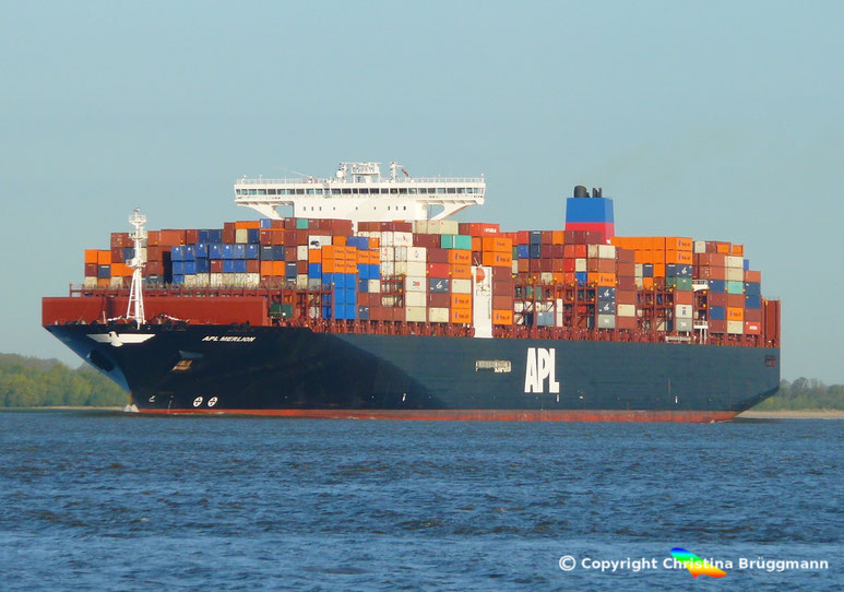 Die APL MERLION, ein Schwesterschiff der APL FULLERTON, im Design vor dem Upgrade