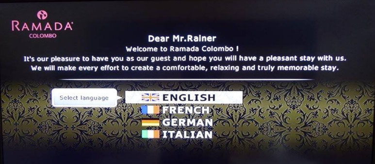 Bild: Begrüßungstext eines colombanischen Hotels