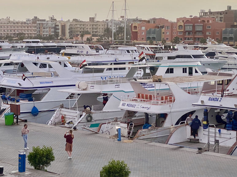Bild: Die vielen Tauchsafari-Schiffe in der Marina von Hurghada