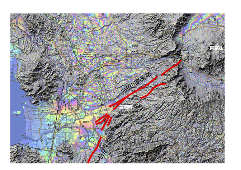 熊本地震断層位置図(RCMap)