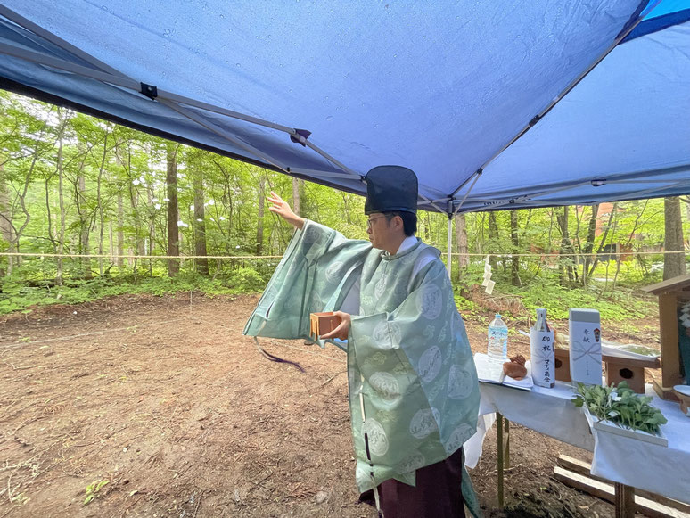 長野県　松本市　長野市　飯綱高原　建築設計事務所　建築家　news設計室　丸山和男　別荘設計　飯綱山荘Ⅲ（長野市）　地鎮祭