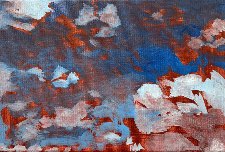 Bild des Monats Oktober 2023: »Rot und Blau« von Beate, Ölfarbe auf Leinwand 20 x 30 cm | Foto: Günter Wintgens