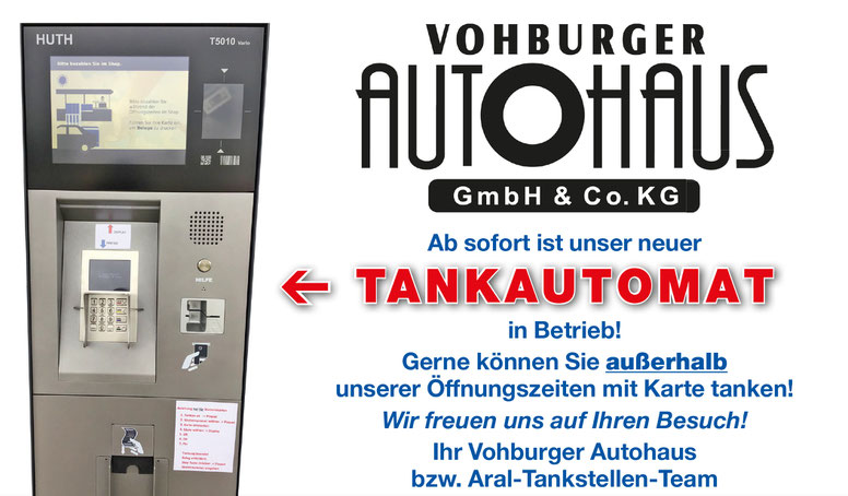 Ab sofort ist der Tankautomat in Betrieb, gerne auch ausserhalb der Öffnungszeiten mit Karte tanken.