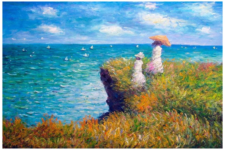 Promenade sur la falaise, Pourville de Claude Monet