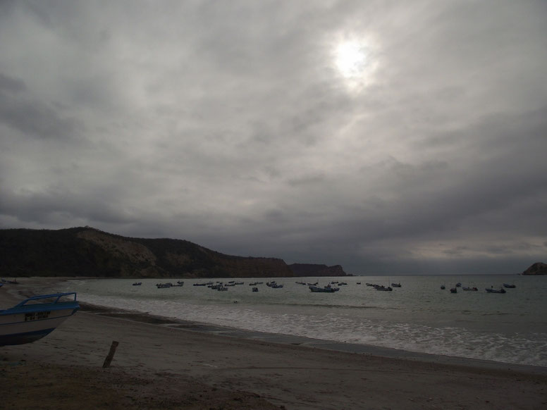 Fishing boats at Machailla beach Ecuador