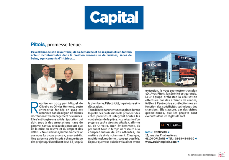 Article de presse entreprise Pitois à Orléans sur le magazine Capital n°334 paru le 20 juin 2019