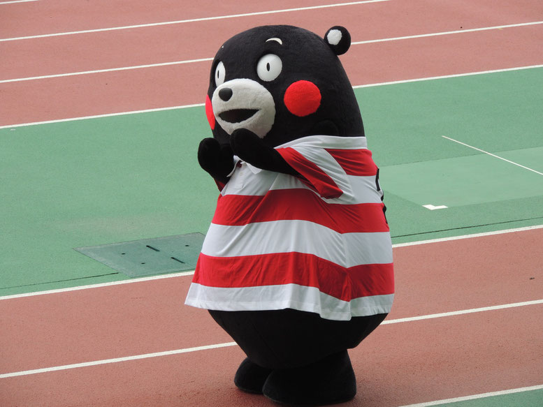 くまモンが日本代表のユニフォームで五郎丸ポーズ!かわいい!
