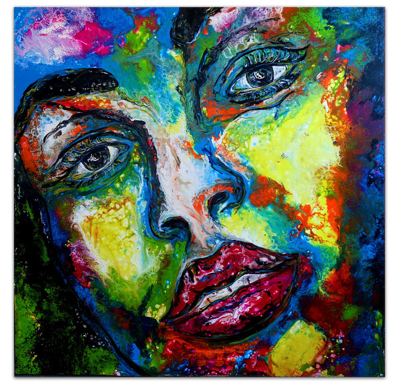Reese Wandbild modernes Gesicht Malerei Portrait Leinwandbild Acryl Gemälde