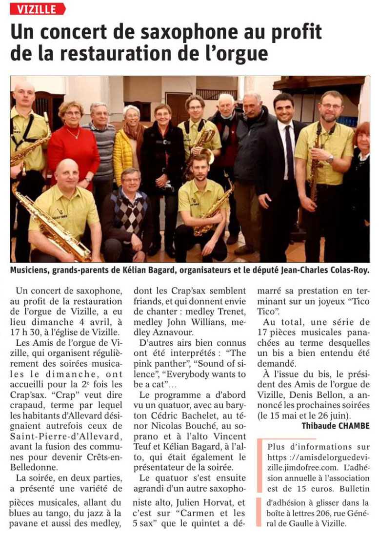 Dauphiné Libéré, Romanche Oisans, Vizille, édition du 06 avril 2022, article et photo Thibaude Chambe
