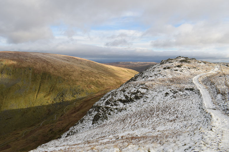 Gatescarth Pass from Harter Fell, Lake District, snow