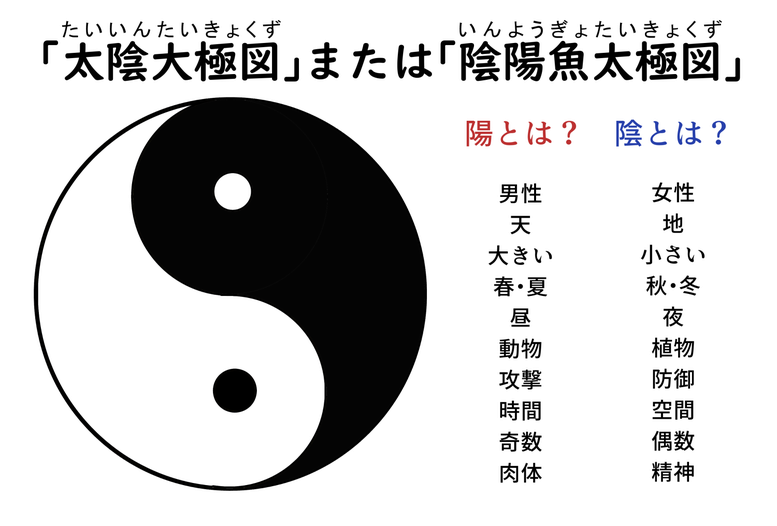 太陰太極図または陰陽魚太極図と、陰陽の区分