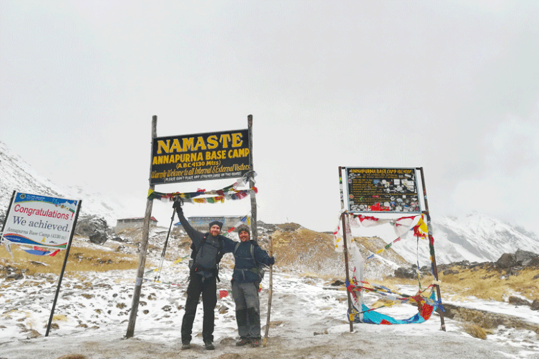 How to Trek Annapurna Circuit and the Annapurna Base Camp without a guide - At the top of ABC