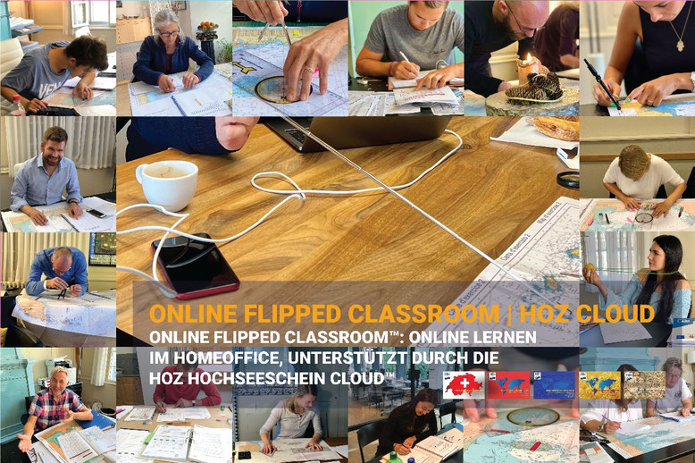 Collage von Lernenden im Homeoffice – ONLINE FLIPPED CLASSROOM™ unterstützt durch die HOZ HOCHSEESCHEIN CLOUD