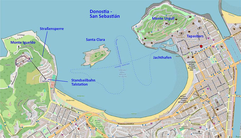 Karte Bucht von Donostia-San Sebastian