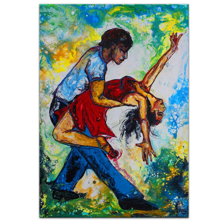 Salsa Tanzer Bild Handgemalt Tanzbild Wandbild Burgstaller