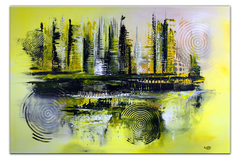 Kunstwerk Nr 233900 Inspire Abstrakt Acryl Malerei Grun Gelb