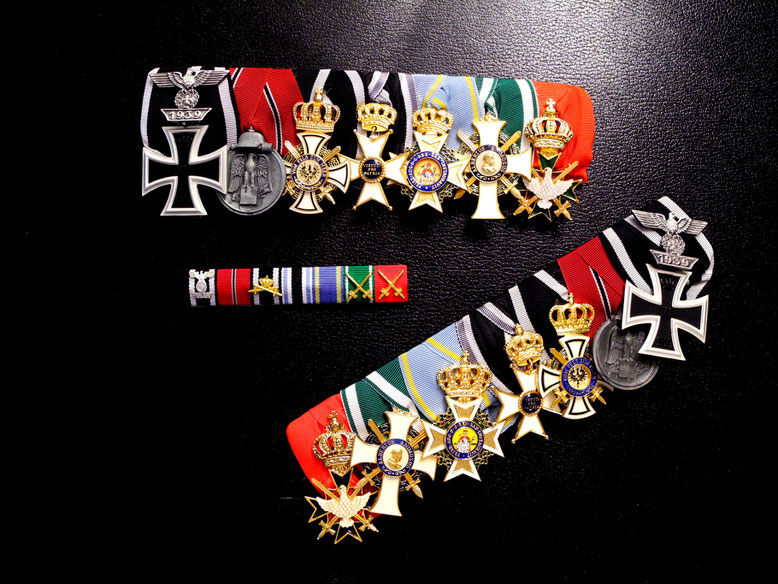 Drei Spangen der Wehrmacht: Ordensspange, Feldspange und Frackspange