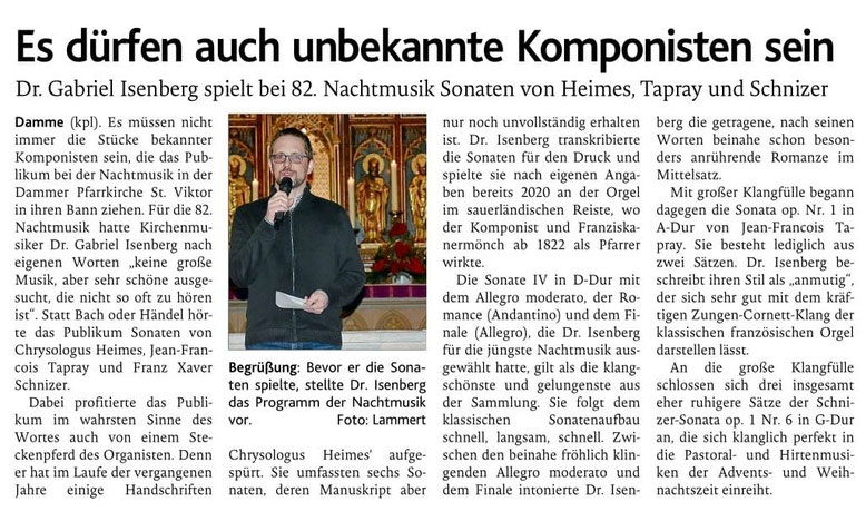 Bericht in der Oldenburgischen Volkszeitung, 10.12.2021
