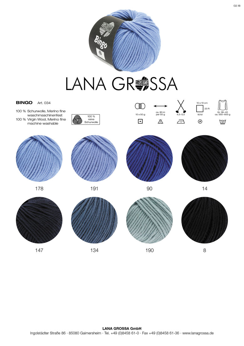 Bingo melange Lana Grossa Fb 231 blau meliert 50 g Wolle Kreativ