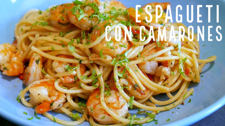 Espagueti con camarones