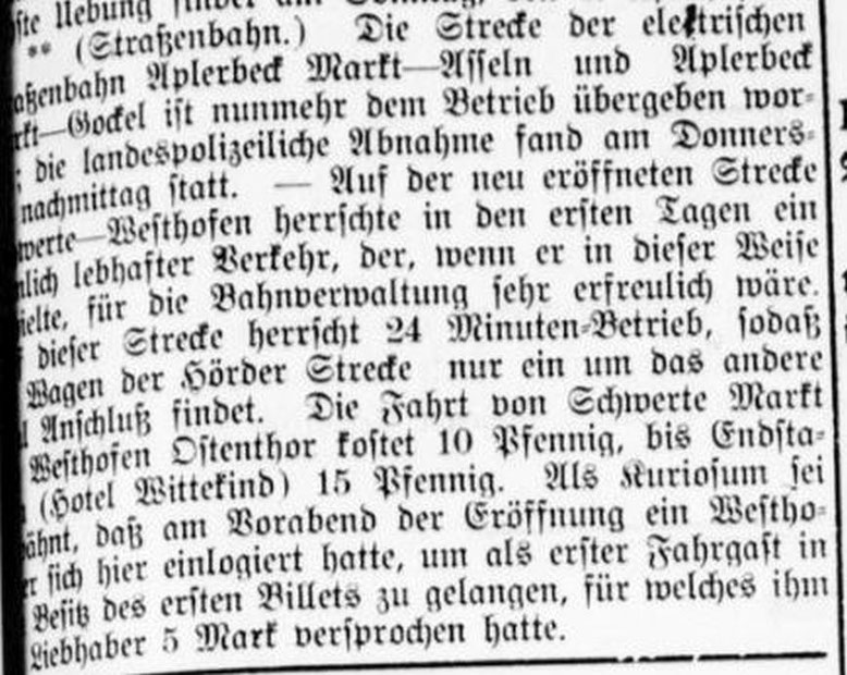 27.03.1902  Von der Eröffnung der Strecke nach Westhofen ©Dietmar Kolander