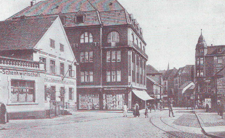 ca.1914 Hüsingstr. Blick auf Küster,links Gaststätte zur Waage (Färber)