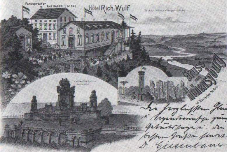 (1899)Grußpostkarte vom Hotel Wulf,Hohensyburg