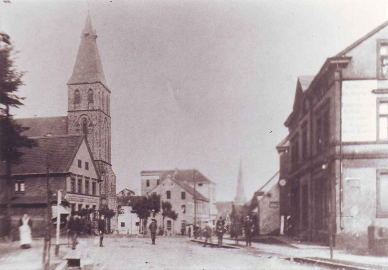 1907 Hüsingstr.,Blick auf die alte Katholische Marien Kirche(später Kaufhaus Küster) 