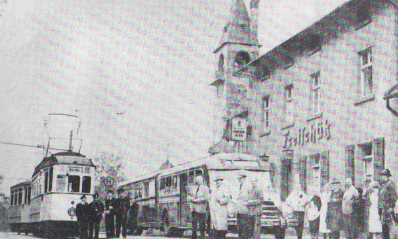 ca.1954 Ablösung der Strassenbahn durch den Omnibus am Freischütz