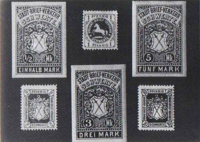(1887)Briefmarken der neuberschen Privatpost,Druck bei Braus,große Marktstr.