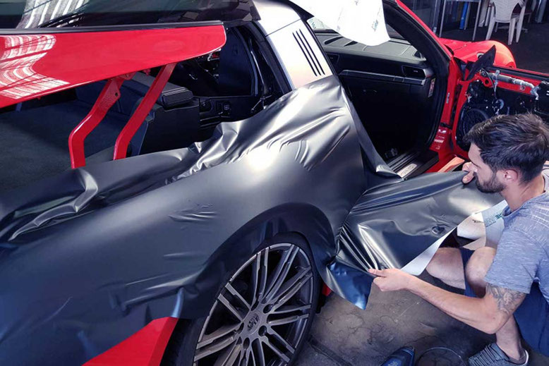 Folie matt metallic Porsche Car Wrapping