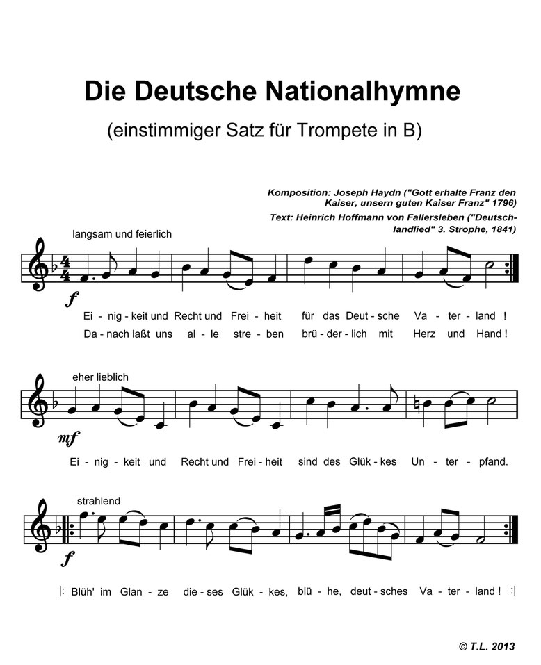 Noten Deutschlandlied von Joseph Haydn