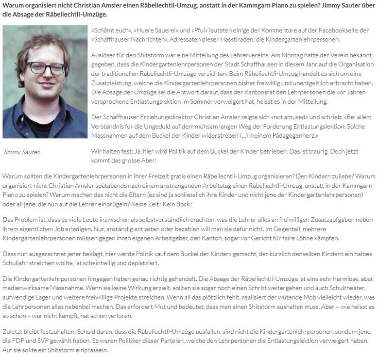 Quelle: Schaffhauser AZ, 26. Oktober 2017