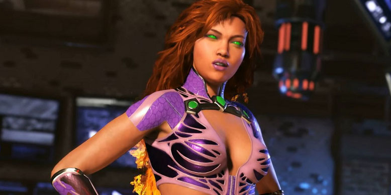 Offenherzig: Im neuen Comic-Con-Trailer zu Injustice 2 nehmen wir Starfire in Augenschein. Bilderquelle: Warner Bros.