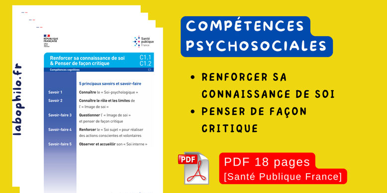 Compétences psychosociales. Renforcer sa connaissance de soi et penser de façon critique. CPS. Référentiel opérationnel à destination des professionnels experts et formateurs CPS. Fiches d'activités CPS. Béatrice Lamboy.