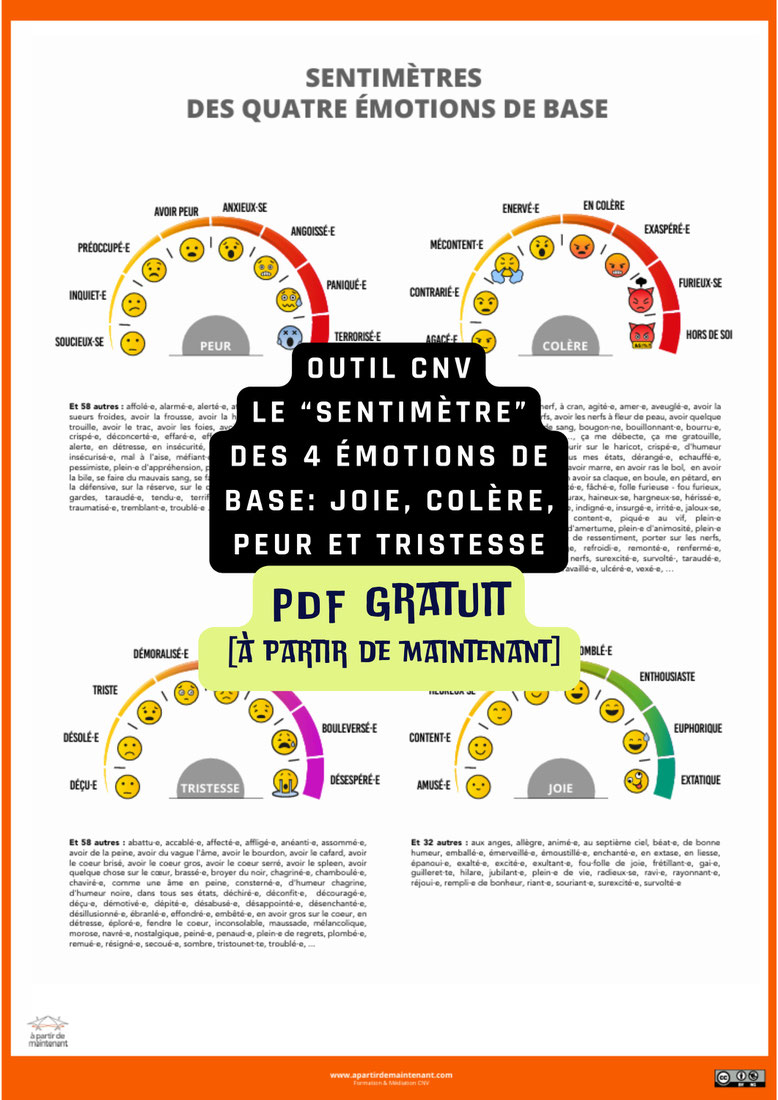 PDF gratuit CNV. Outil gratuit communication non violente à télécharger. OSBD. Marshall Rosenberg. Sentiments. Emotions. Colère. Joie. peur. Tristesse. Le sentimètre.