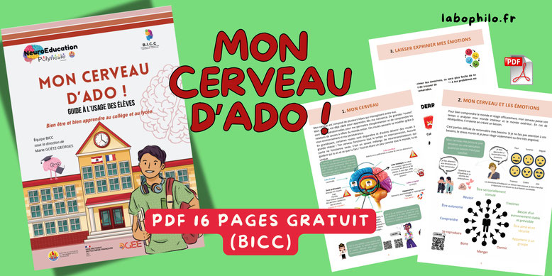 Mon cerveau d'ado. Guide à l'usage des élèves. Collégiens. PDF gratuit cerveau.