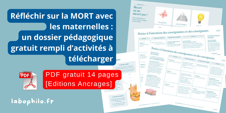 Philosophie pour enfants. La mort. Le deuil. Pourquoi mon poisson rouge est mort. Julien Ledoux. Editions Ancrages. Dossier PDF gratuit. Album jeunesse sur la mort. Enfants de 3 ans.