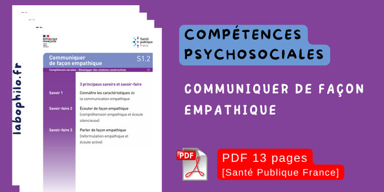 PDF gratuit. Compétences psychosociales. CNV Communiquer de façon empathique. CPS. Référentiel opérationnel à destination des professionnels experts et formateurs CPS. Fiches d'activités CPS. Béatrice Lamboy.