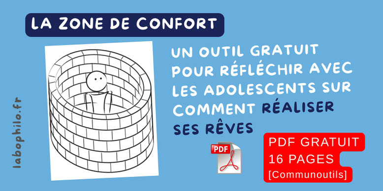 Zone de confort. Adolescents. Réaliser ses rêves. CPS. Compétences psychosociales. Philosophie pour enfants. Psychologie. Développement personnel. PDF gratuit. Forces. Talents. Compétences. Jeu gratuit PDF.