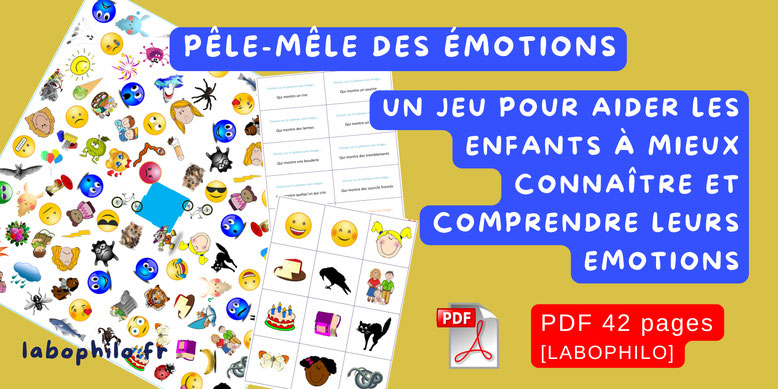 Gestions des émotions enfants. Pêle-mêle. Jeu PDF. Compétences psychosociales. CPS. Ressources pédgogiques. Philosophie pour enfants. Philo pour enfants.