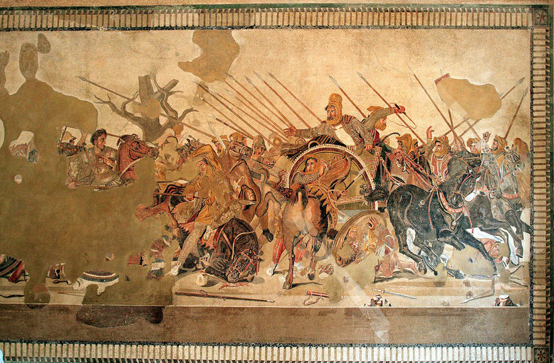 Два брюнета: грек Македонский и Дарий III. Римская мозаика
