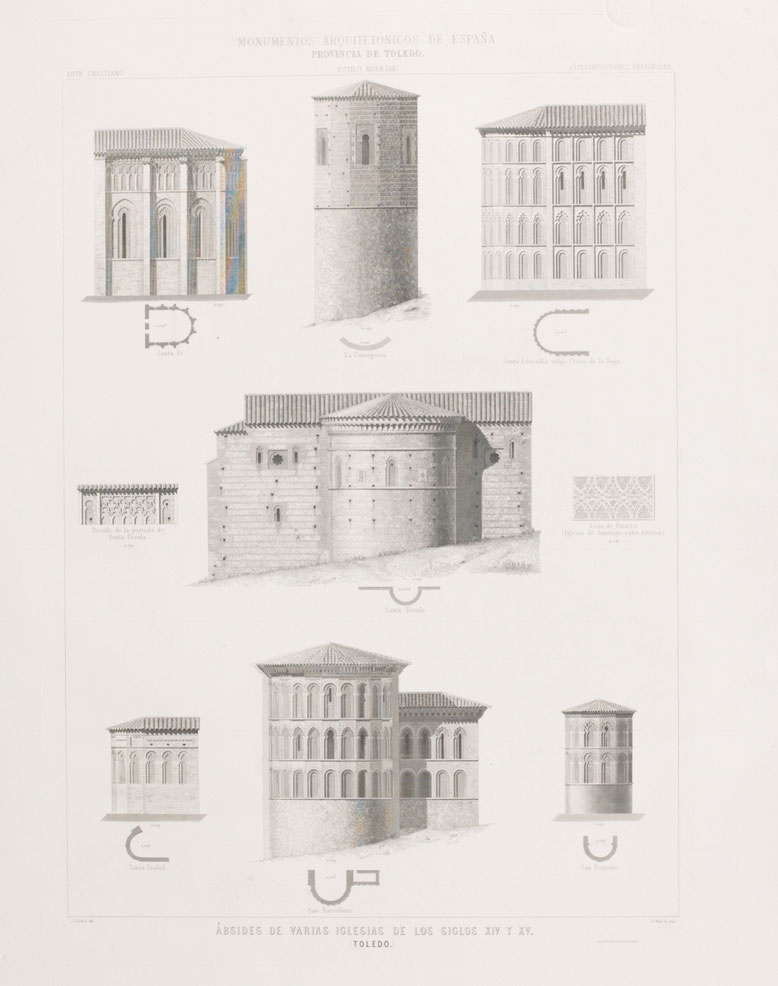 Ábsides de iglesias de los siglos XIV y XV de Toledo - Calcografía nacional - Monumentos artísticos de España - sXIX