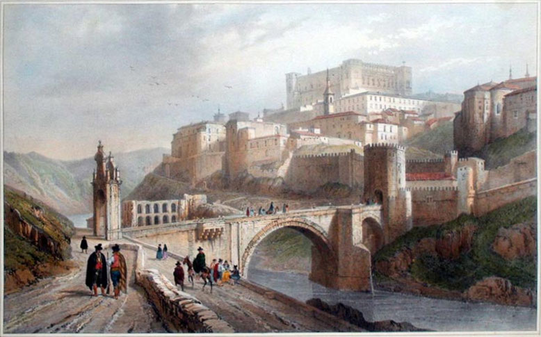 Toledo, vista del puente de Alcantara - Nicolas Chapuy - sXIX