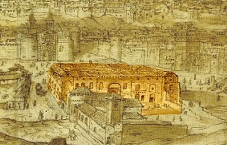 Construcción del Hospital Tavera - 1562 - Detalle de una vista de Toledo por Anton Van Den Wyngaerde