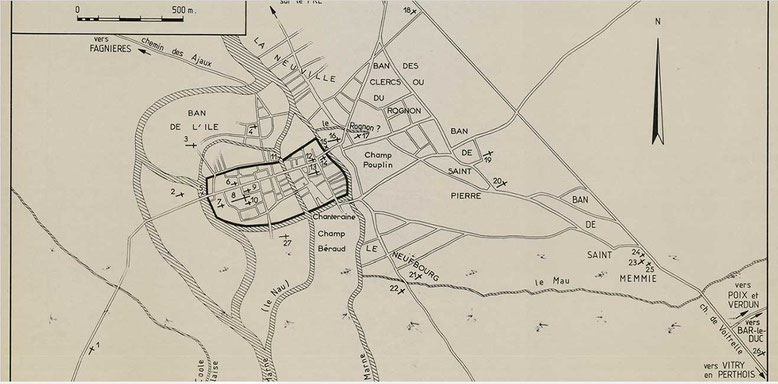 Plan de Châlons-sur-Marne aux XIe-XIIe siècles, J-P Ravaux