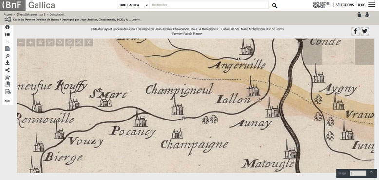 Carte du Pays et Diocèse de Reims par Jean Jubrie n- 1623 - Source gallica.bnf.fr / BnF